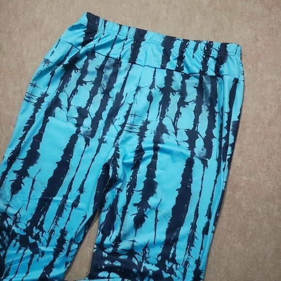 Women's Blue Tie-Dye Patterned Bell Bottom Pants #3 - Picture 4 of 7